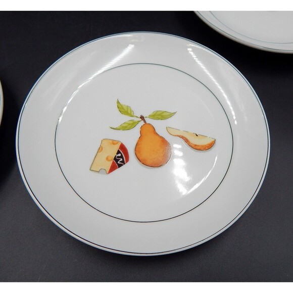 Crate And Barrel Nancy Green Fruit Fromage Appetizer Cheese Plates 6-1/2 In S/6 - Picture 5 of 8